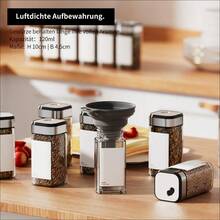 Miorkly 12/24/35 carré bocaux à épices, 120ml bocaux à épices avec inserts d'appliqueurs, bocaux à épices avec couvercles à visser - hermétiques, en verre d'acier inoxydable, comprennent des entonnoirs, des étiquettes et des stylos - bocaux à épices - rangements d'épices, cuisine, bocal à épices en verre, organisateur d'épices de cuisine, décorations d'automne, Noël