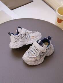 Adorable Toddler Mesh Sneakers - Hook And Loop Chunky Sole Shock-Absorbing Non-Slip Kids' Shoes, Breathable & Lightweight Toddler Running & Training Shoes - Grey - View 3