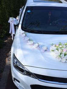 1 Set Wedding Car Decoration Kit, Wedding Flower Garland, Car Decor For Wedding Ceremony