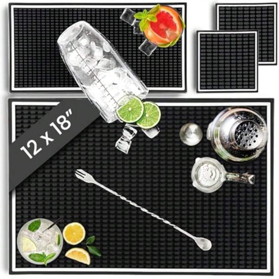 CYPNJuego de 4 Alfombrillas Antideslizantes de Goma para Bar Tapete para Barra de Bar Bar Service Mat Pad Impermeable tapete Bar Cerveza Café Whisky 18 x 12 in + 12 x 6 in + 4 x 4 in*2Fashion - 221213605 - Ver 1