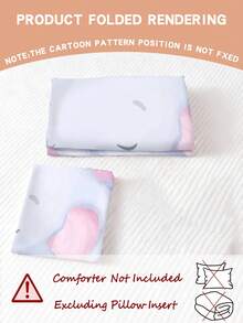 1/2PCS Soft Pink Cartoon Animal Bedding Set (Duvet Cover + Pillowcase)Cute Sleeping Elephant Kids Bed Decor For Kids/Teens (Toddler/Twin Size)For Group Bulk Order Modern, Colorful, Cute And Casual, Ideal Gift For Him/Her - Multicolor - View 2