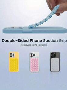 1/4pcs Brand New Silicone Suction Cup, Square Double-Sided Phone Suction Cup Stand, Sticky Phone Case Stand, Silicone Phone Accessory Suitable Compatible With Iphone And Android Phones, Hands-Free Mirror, Shower Phone Stand, With Vibration Function For Video And Self-Take Photos, Universal Charger Suction Cup Case