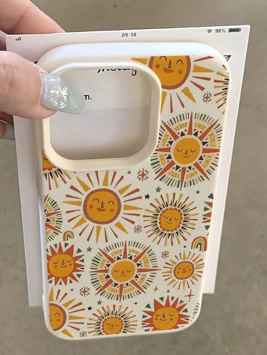 1 chiếc ốp lưng điện thoại TPU chống sốc, họa tiết mặt trời retro sáng tạo, bề mặt nhám, tương thích với iPhone 17 16 15 14 13 12 11 Pro Max, S24/23/22/21 Ultra, A55/54/53/52/51/33 - Nhiều màu - Xem 1