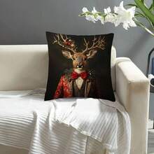 1pc 17.72x17.72inch Ultra Soft Plush Pillow Cover | Elegant Animal Pattern, Zipper Closure, Machine Washable (Pillow Insert Not Included) - Multicolor - View 2