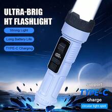 1pc Type-C Rechargeable Flashlight - Built-In 18650 Battery & Long Lasting Rolling Zoom Tech 6 Modes With White & Red Light - Multicolor - View 2