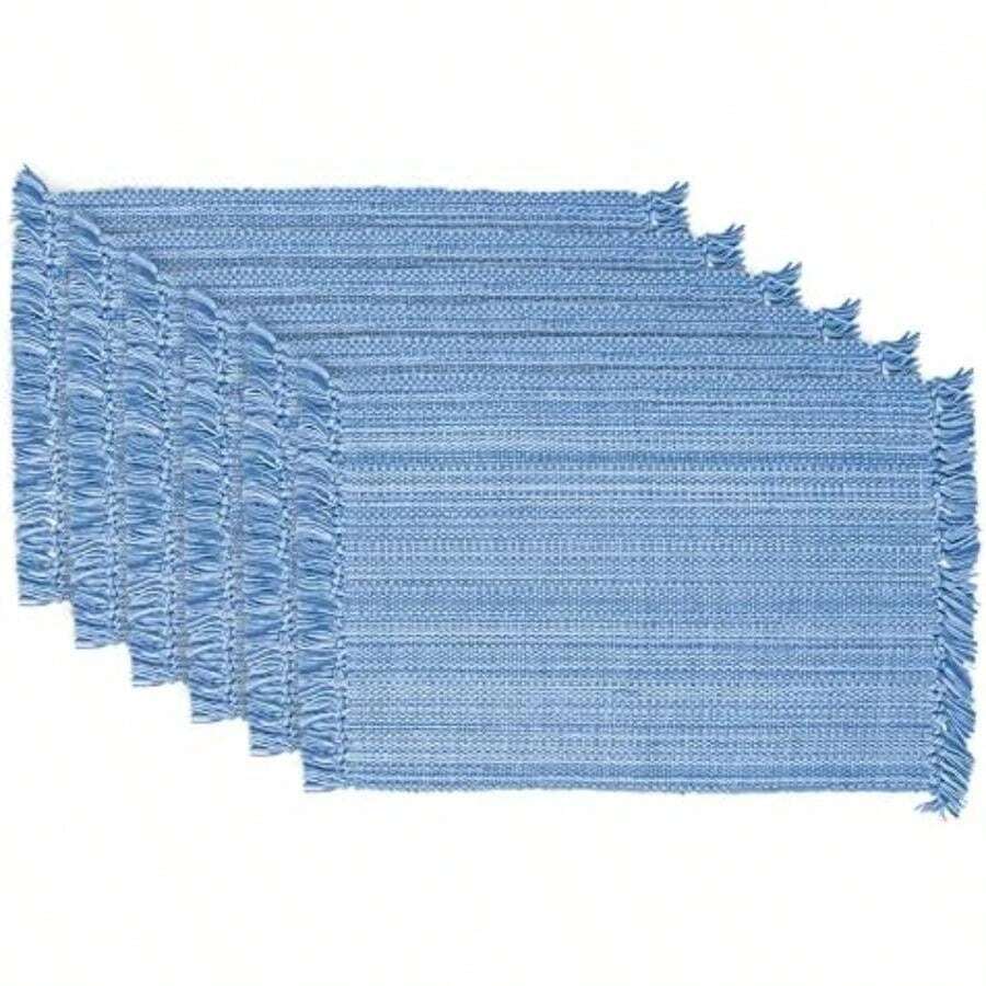 DII 100% Cotton, Oversized Basic Everyday 20x 20 Napkin, Set of 6, Variegated Olive Green(Mantel individual Azul claro) - Multicolor - Ver 1