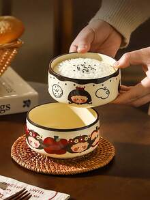 Bát sứ vẽ tay hình cô gái cổ tích Anh Quốc, đường kính 4,5 inch, kỹ thuật tráng men dưới men, thích hợp dùng làm bát cơm, bát salad, bát sữa chua, bát ăn nhẹ, lý tưởng cho sử dụng hàng ngày, văn phòng, nhà hàng, tiệc trà chiều, quà tặng, quà tặng ngày lễ. - Nhiều màu - Xem 3