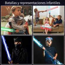 JCH-Sable de Luz para Niños 2 en 1 7 Colores 2pcs Espadas Laser de Luz con Sonido y Sonido de Percusión Conjunto Expandible RGB LED Sable Luz con Baterías para Niños de 3+Años Regalo para Navidad - como en la foto - Ver 7