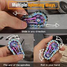 سلسلة دوارة للأصابع من المعدن - لعبة مكتبية ميكانيكية بتروس، تخفيف الضغط، مناسبة للمراهقين والبالغين في المكتب والقلق، هدية فنية ديناميكية فريدة للجمع - متعدد الألوان - مشاهدة 5