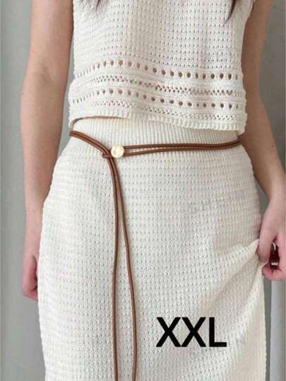 1pc Plus Size XXL Women's Waist Belt, Western Style Waist Belt, Plus Size Extra Large Bohemian Women's Tie Waist Rope In Black, Brown, Red, Freely Adjustable To Match Dresses, Sweaters, Coats, Shirts, Pants, Suitable For Beach, Holiday, Gift For Birthday