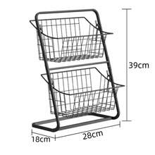Estante Organizador de Cocina de Metal de Doble Capa con Cestas Extraíbles, Organizador de Encimera para Frutas y Verduras, Soporte para Condimentos, Cesta de Almacenamiento Multifuncional para Cocina y Baño - Negro - Ver 2