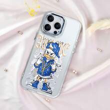 Pato genial con un estilo hip-hop. Esta elegante funda es compatible con los modelos  17, 16, 15, 14 Pro Max, 13, 12, 11, XR y XS Plus. Fabricada en silicona TPU, ofrece protección contra golpes y caídas, además de una sensación superior. Es un regalo ideal para familiares, amigos y seres queridos, y la elección perfecta para Año Nuevo. - transparente - Ver 2
