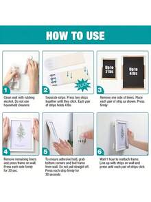 10 Pairs [20pcs] Nylon Hanging Strips, No Drill Picture Hooks, Photo Frame Wall Art Holders, Invisible Magic Tape Adhesive, Double-Sided Wall Mounts