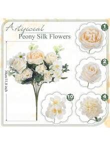 1/3PCS 11.8inch Artificial Peony, Rose Bouquet, Flower Bud, Hydrangea Bouquet, Valentine's Day Embroidered Ball, Various Flowers, Birthday Party, Party, Wedding Flower Basket, Bride Holding Flowers, Home Decoration, Restaurant, Bedroom, Windowsill, Vase Decoration, Valentine's Day And New Year Decoration, Outdoor Garden, Back To School Season, Rama Decoration