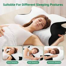 1 chiếc gối kê cổ bằng mút hoạt tính, gối nâng đỡ cổ mềm mại và thoải mái, gối ngủ. - màu đen - Xem 3