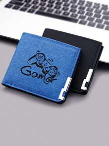 1 Game Controller Pattern Printed Wallet, Niche Design Multi Slot Wallet, Double-Layer Wallet With Credit Card Compartment, Lightweight And Easy To Carry, With Gamer Logo, Perfect Holiday Gift For Friends And Family - one-size - View 3