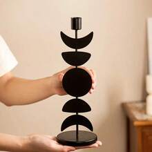 1件北欧日月星辰烛台组装铁艺烛台餐桌室内桌面装饰品 - 彩色 - 查看 2