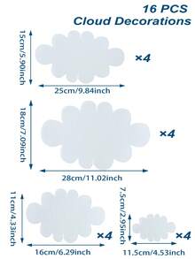 16pcs Fluffy Felt 3D Cloud Decor, Suitable For Ceiling And Wall, Hanging Cloud Decor, Multipurpose Party Decoration, Realistic Fluffy Clouds For Room, Wedding, Birthday Party Decoration, Hanging Cloud Decor, Event And Party Supplies, Holiday Decoration - Multicolor - View 7