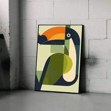 1pc Modern Minimalist Toucan Canvas Wall Art - Abstract Geometric Tropical Bird Oil Painting, Main Colors In Blue-Green, Orange, Beige And Blue - Unframed Poster, Suitable For Living Room, Bedroom, Kitchen, Office, Dining Room - Modern Home Decor Gift - Easy To Hang Indoor/Outdoor Decoration, Kitchen Art, Vibrant Artwork, 2D Flat Painting - Multicolor - View 5