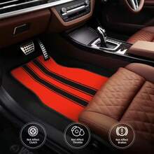4pcs Car Floor Mats, Colorful Striped Elegant Pattern Design - Black & Red Anti-Slip, Heavy Duty Car Interior, Universal Automotive Carpet Mats For Driver/Passenger/Rear/Trunk, Ideal Gift For Car, Truck - Multicolor - View 3
