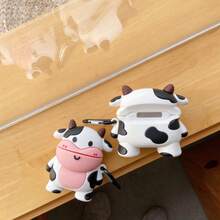 3D Q Version Cow Compatible With Pro Wireless Earphone 1/2/3 Generation Silicone Protective Cover - Valentine's Day - Compatible With New Pro 3 - 適用於Airpods Pro/Pro2 - 查看 3