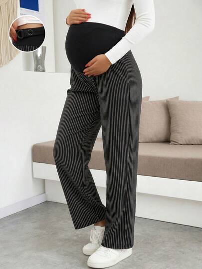 Maternity Pants Stylish, Retro, Classic Stripes Zipper Fly Carrot PantsSuitable For Banquets And Business Occasions Suitable For Spring, Summer, And Autumn(JH25122)