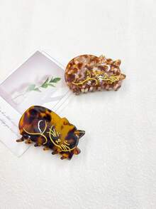 Goldene Katzen-förmige Haarspange mit Folie, süßer und stylischer Acetat Haarclip, Haaraccessoire für Frauen, Urlaubshaarclip, modischer Haarclip - Verschiedenfarbig - Übersicht 5