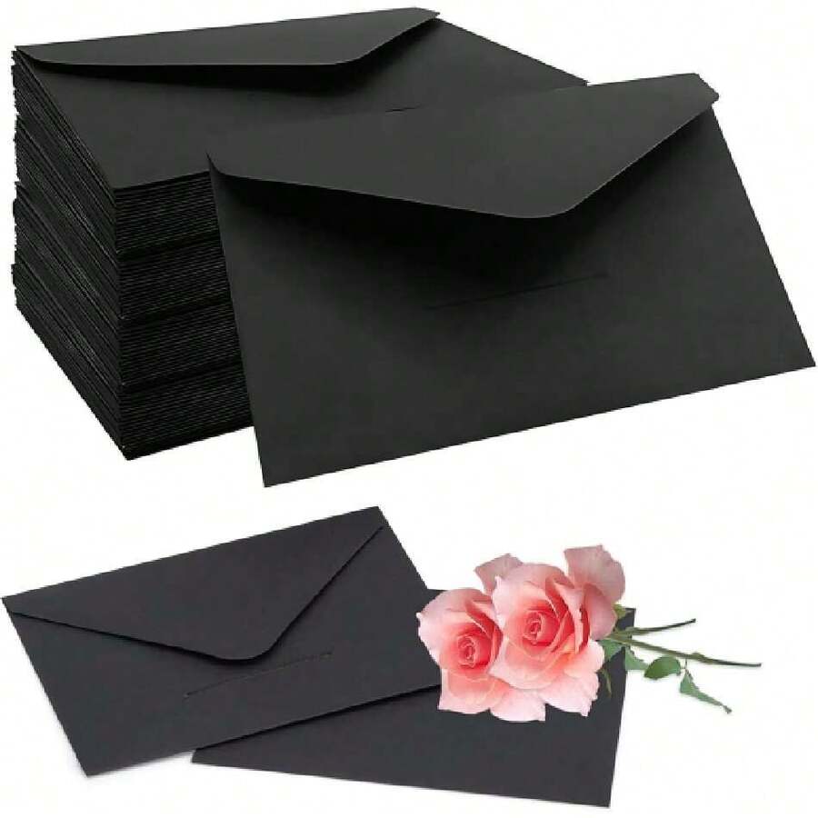 Sobres Negros Mini, 100 Piezas, 10 x 7 cm, para Tarjetas de Regalo, Dinero, Invitaciones y Uso en Oficina,38268476 - Multicolor - Ver 1