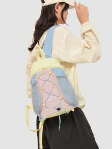 可折叠速干尼龙背包，多功能时尚日常包，多口袋轻便旅行包，大容量简约书包，方便实用，适合学生、护士、教师、商务人士、旅行、通勤、购物、办公、约会、徒步、培训、工作等各种场合。也是理想的生日或节日礼物。 - 彩色 - 查看 10