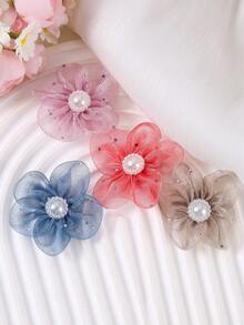 10 buc/set agrafe de păr cu flori din plasă cu perle multicolore pentru fete, agrafe simple cu breton lateral pentru copii mici, accesorii de păr dulci și versatile, potrivite pentru uz zilnic și pentru întoarcerea la școală