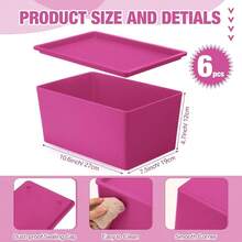 6 Pcs Storage Bins With Lids Small Plastic Storage Containers Stackable Storing Baskets Box Cute Organizer Bins For Organizing Shelves (Pink Series) - PinkSeries - View 3