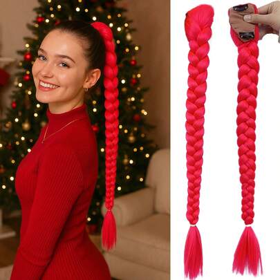 1 Pc Braiding Hair 26Inch Suitable For Women And Children Daily Holidays And Cosplay Braided Hair Fashion Synthetic Hair Useful And Deft High Temperature Hair Woven Hair Extensions For Halloween And Christmas