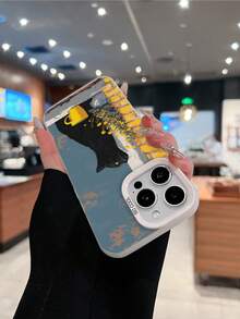 Gato negro mirando hacia arriba junto a flores y café. Esta elegante funda es compatible con los modelos  17, 16, 15, 14 Pro Max, 13, 12, 11, XR y XS Plus. Fabricada en silicona de vidrio, ofrece protección contra golpes y caídas, además de una sensación superior. Es un regalo ideal para familiares, amigos y seres queridos, y una opción perfecta para Año Nuevo. - Plateado - Ver 4