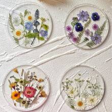 4pcs 2D Flat Acrylic Coasters Colorful Printed Coaster Wildflower Art Design Kitchen Decor Ideal Gift For Valentine's Day Perfect For Wedding Birthday Mother's Day Suitable For Table Restaurant Bar Home Decoration Year Round - Multicolor - View 12