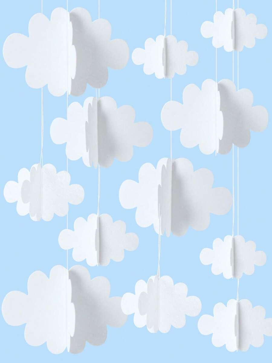 16pcs Fluffy Felt 3D Cloud Decor, Suitable For Ceiling And Wall, Hanging Cloud Decor, Multipurpose Party Decoration, Realistic Fluffy Clouds For Room, Wedding, Birthday Party Decoration, Hanging Cloud Decor, Event And Party Supplies, Holiday Decoration - Multicolor - View 1
