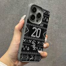 Funda para teléfono con patrón de punto de los White Sox Compatible con fundas para teléfonos   17  16 Pro Max  15 Pro Max  13 y  12 Diseño elegante y duradero, un regalo perfecto para fanáticos de los deportes, familiares y amigos - Gris - Ver 7