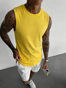 Áo tank top không tay cổ tròn phong cách thường ngày mùa hè dành cho nam GRDR - Màu vàng - Xem 3