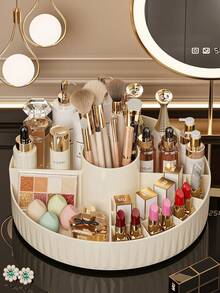 1 pieza Diseño de cuadrícula circular blanco, negro, rosa, amarillo, giratorio y conveniente para recoger artículos, adecuado para usar en múltiples escenarios como salas de estudio, tocadores y lavabos, almacenamiento eficiente de cosméticos. El diseño giratorio hace que el maquillaje sea talla grande conveniente para ti, convirtiéndolo en un regalo ideal para madres, amigos, familiares y novias en San Valentín, el Día de la Madre, aniversarios y talla grande.