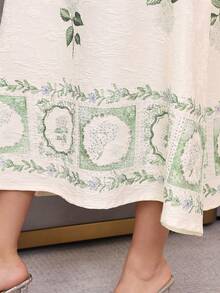 2026新款斋月传统优雅刺绣V领长袖女式连衣裙 - 黃色 - 查看 5