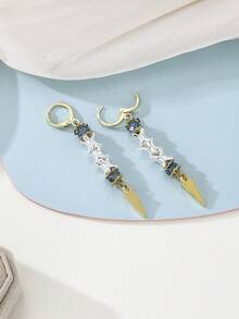 زوج من أقراط قلادة مخروطية الشكل مزينة بتصميم عظام الثعبان المقلدة للنساء والجنسين، تصميم هيب هوب بانك للارتداء اليومي وهدايا الحفلات - الأقراط - مشاهدة 4