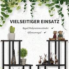 4-Tier Plant Shelf, Multi-Tier Flower Rack, Plant Stand For Garden, Balcony, Metal, Black, 91x25x83cm