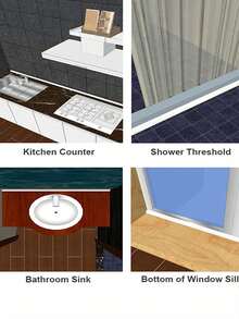 1 Pc Countertop Bathroom Water Barrier Strip, Silicone Material, Solid Flexible Bathroom Water Stopper, Suitable For Sinks And Countertops, Classic Style, Kitchen Sink Water Barrier - Multicolor - View 5