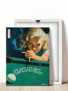 1幅复古骆驼牌台球帆布画，复古台球艺术印刷品，中世纪烟草风格海报，骆驼牌复古香烟广告 - 燃烧的乐趣 - 酒吧推车印刷品，复古家居酒吧装饰，卧室装饰，客厅装饰，办公室装饰，游戏装饰，送给朋友的理想礼物，墙面艺术，墙面装饰，家居装饰，房间装饰，帆布墙面艺术，海报，带框墙面艺术，可选画框 - 彩色 - 查看 19