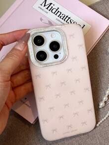 Camera Flash Powder Of Pink Bowknot Full Screen, High Sense Of Fashion And Personalized Drop Protection Shell, Is Compatible With Iphone17 / Iphone17promax IPhone16 Pro Max/IPhone15 Pro/Iphone14 Iphone13/12/11, It's Suitable As A Christmas Gift For Family Members/Friends/Sisters/Girlfriends - Pink - View 1