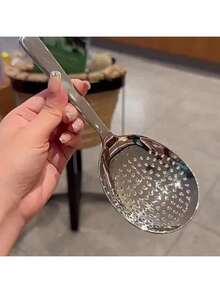 1pc Heavy Duty Commercial & Home Kitchen Ladle, Large Serving Spoon With Heat-Resistant Short Handle, Drainage Hole For Easy Cleaning, Ideal For Restaurants And Households. Made Of 410 Stainless Steel, Ergonomic Handle, Sturdy Structure, Suitable For Professional Chefs. Stainless Steel Spoon, Catering Supplies, Restaurant Equipment. - Multicolor - View 6