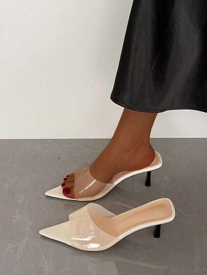时尚尖头套脚式女士高跟凉鞋，优雅细高跟，适合夏季商务、派对、婚礼、夜店等场合。