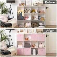 Cube Storage, 13x13 Cube Storage Organizer Bins, Collapsible Storage Bins With Handle, Closet Storage Bins, Baskets For Shelves, Cubby Storage Organizer, Pink, 6-Pack - Pink-6Pack - View 9