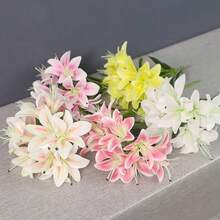 2/6支装人造百合花家居装饰桌面摆件仿真花塑料花卉装饰，适用于花园、婚礼、教室、返校季等场合。 - 多色 - 查看 2
