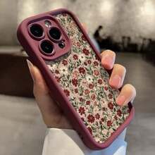 Vintage Wine Floral Pattern Full Coverage Anti-Drop Phone Case, Fits Multiple  Models, Durable, Stain Resistant, Fingerprint Proof,Suitable For 17 Air - Màu Đỏ Sâu - Xem 3