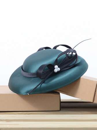 Sombrero elegante francés para mujer, sombrero grande con lazo adecuado para atuendo de boda, sombrero para sesión de fotos de novia, sombrero retro, sombrero de socialité, sombrero verde musgo, sombrero de boda, sombrero formal, sombrero blanco, sombrero de carreras, sombrero de bola, sombrero de novia, sombrero de mujer, tocado